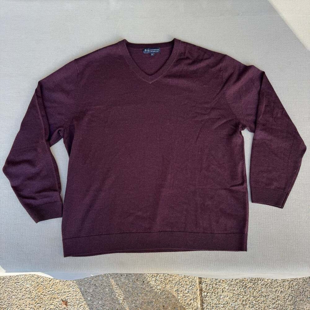 Hart Schaffner Marx V-Neck Sweater Size XXL Burgundy Extra Fine Merino Wool